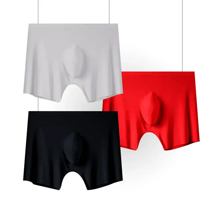 Sous-vêtements pour hommes, Boxer doux sans couture en soie glacée, caleçon d'été ultra-mince, culotte transparente élastique
