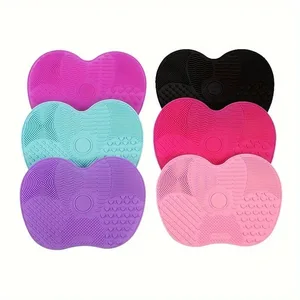 Silicone Apple-Shaped Makeup Brush Cleaning Mat With Suction Cup Deeply Cleans Makeup Brushes Making Brushes Fluffy And Soft