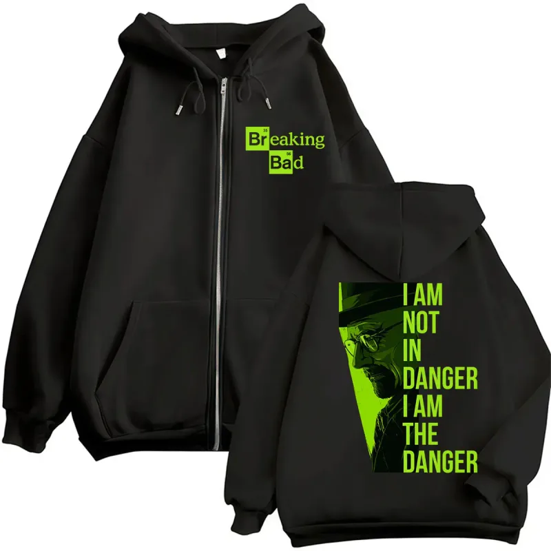 TV-serie Breaking Bad Heisenberg Zip Up Hettegensere I Am Not Danger I Am The Danger Menn Kvinner Joggedress Løse Høst Uformelle kåper