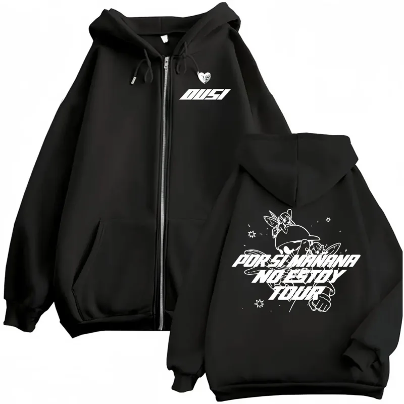 Omar Courtz Por Si Manana No Estoy Tour Hettegenser med glidelås Herre Dame Harajuku High Street Sweatshirts Jakke Langermet Zip Up Coats
