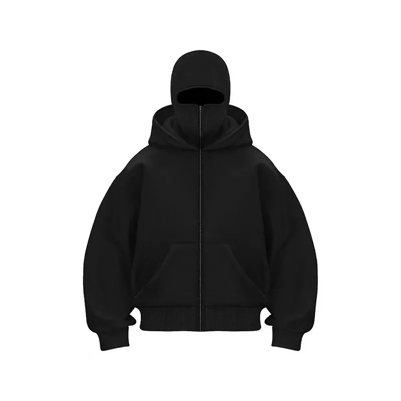 2025 Høst Menn Balaclava Y2K Gothic Harajuku Vinter Nytt element Dobbel hettegenser Herre Hettemaske Glidelås Sportsklær kvinner