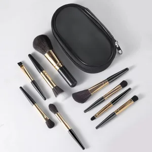 메이크업 브러쉬 세트 9pcs 미니멀리스트 휴대용 보관 가방 포함 공급 메이크업을 위한 휴대용 화장품 브러쉬