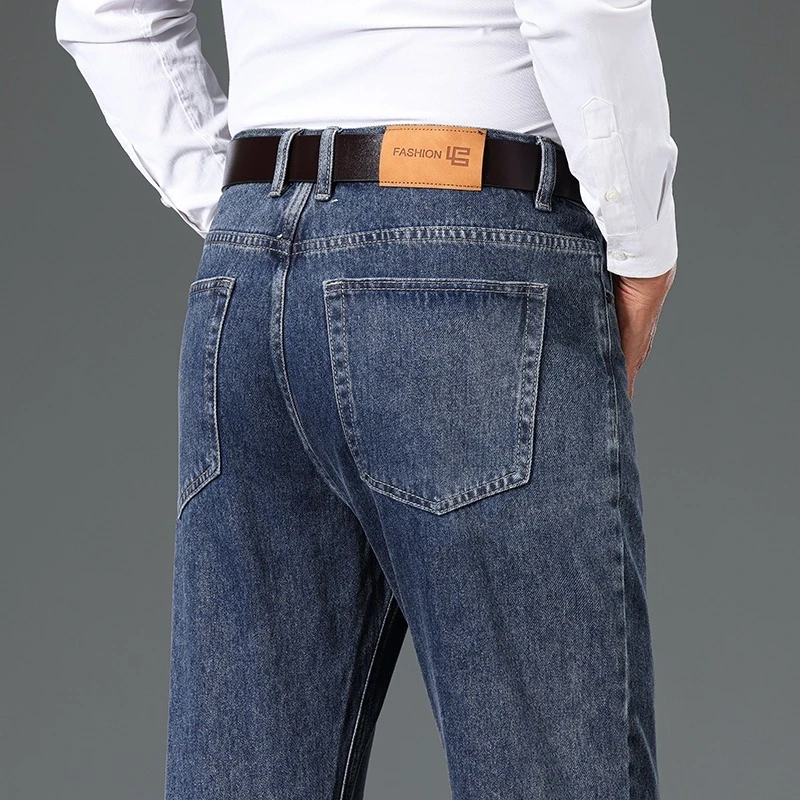 100% Cotton Business Jeans Men's New Straight Fashion Vintage Trousers Comfortable Male Brand Slim Denim Pants