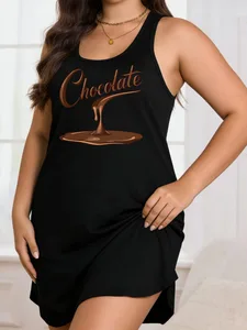 Large-Size Lady's 'Chocolate' Print Roun