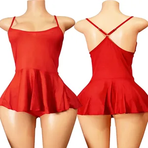 Pulang Sexy Crotchless Dresses Para sa mga Babae Summer Backless Mini Nightdress Slip Slipless Vestidos Y2k Damit Evening Party Dress