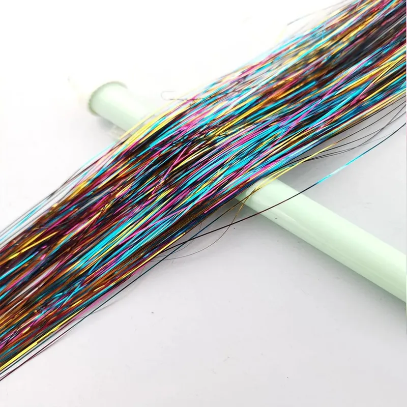 Extensões de cabelo sintéticas brilhantes, 93/120cm, fios coloridos de arco-íris, para meninas, cabelo, decoração falsa a laser