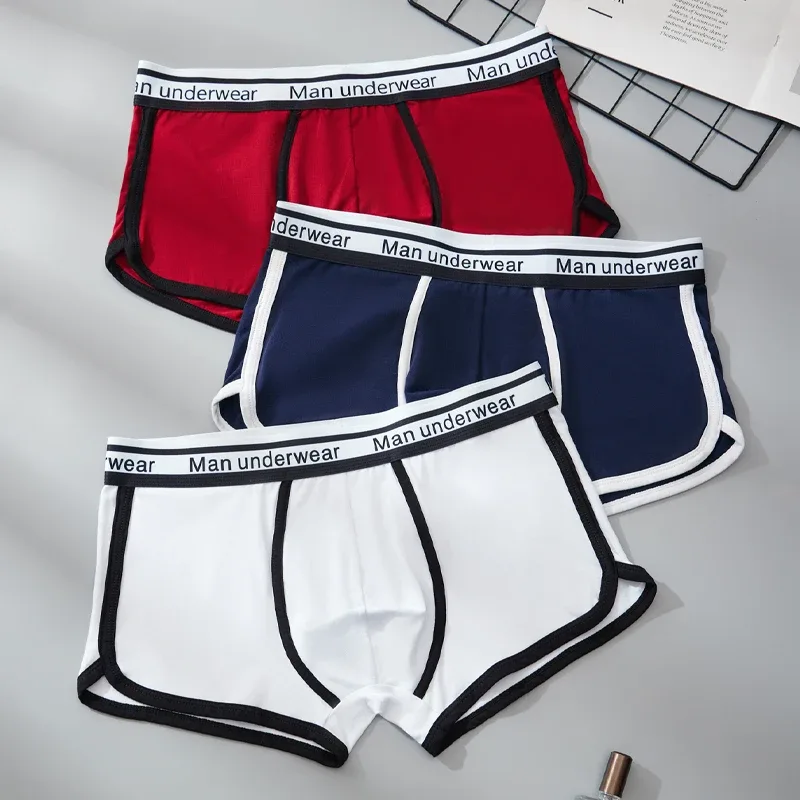 Celana Dalam Katun Pria 3 Buah dengan Celana Boxer Nyaman Bersirkulasi Ikat Pinggang Huruf Celana Lembut untuk Pria