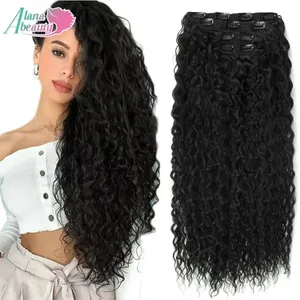 Alana 28 Zoll synthetische lange wassergelockte Clip-in-Haarteile Haarverlängerungen verworrenes lockiges Clip-in-Haar hitzebeständige organische Faser