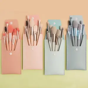 Mini Makeup Brushes Set Soft Synthetic Bristle Portable Cosmetic Brush Kit with Storage Pouch for Blush Eyeshadow Face Makeup