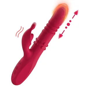 Vibrator iepure pentru femei Dildo cu 10 viteze Stimulator pentru clitoris și punct G Modul rotativ Jucărie sexuală pentru cupluri pentru plăcere