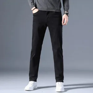 2026 Classic Men Straight Jeans Homme Pantalon Streetwear Myk Svart Blå Masculino Denim Herrebukser