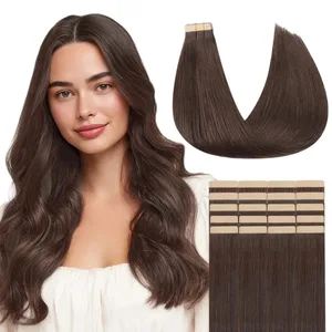 Sunmofavo Tape In Remy Human Hair Extensions Dikke Zijdeachtige Rechte Natuurlijke Bruin Onzichtbare Tape 20 Stuks Salon Grade Voor Vrouwen