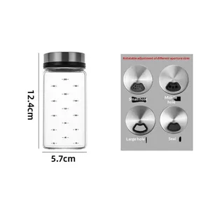 200/300/500 ml høy borosilikatglass krydderboks Salt Sesam fast krydderforsegling Flaske Pepper Krydderryster med roterende lokk