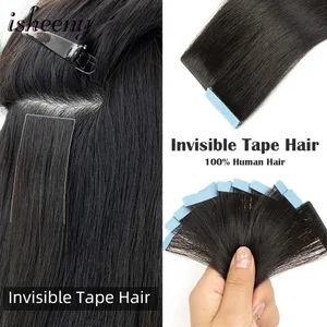 Isheeny Onzichtbare Tape In Hair Extensions 12 "16" 20 "Huid Inslag Tape Ins 10 Stuks Natuurlijke Rechte machine Gemaakt Remy Menselijk Haar