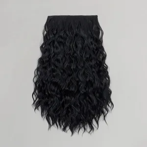 18Inch Synthetic One Piece 6 Clips Short Wavy Curly Clip-In Hair Extension Invisible Fulffy Black Brown Hairpiece for Women