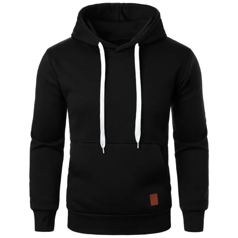 Mens Casual Hooded COLLAR Drawstring Hoodies เสื้อแขนยาวกลางแจ้ง Streetwear สีทึบน้ำหนักเบา Pullover