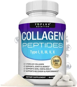 多種膠原蛋白勝肽膠囊 1800 毫克 - 水解蛋白膠原蛋白複合物丸促進男性女性皮
