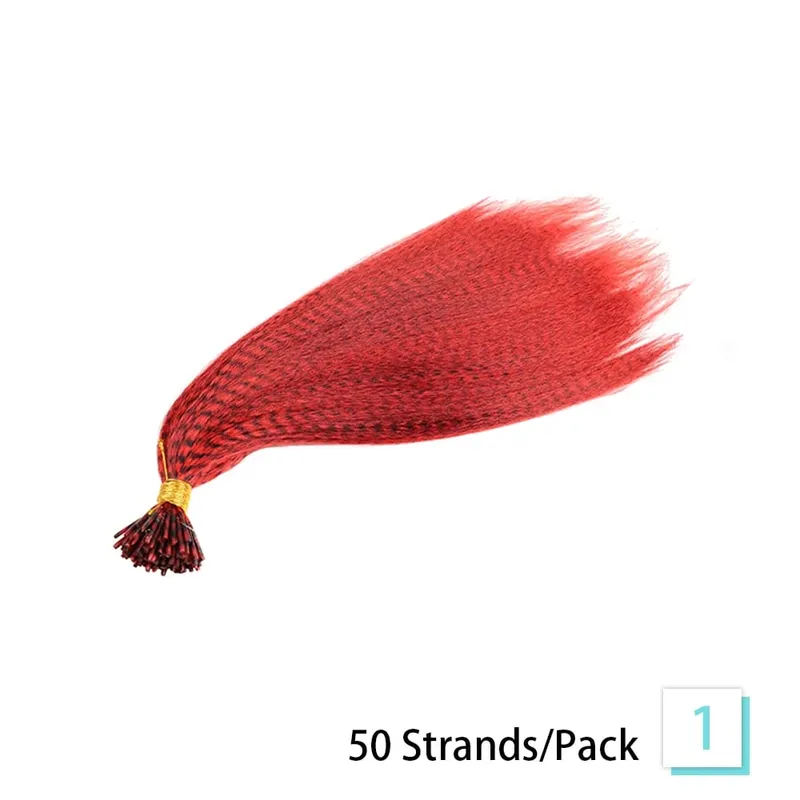 50 fios/pacote sintético colorido i-tip vara extensões de cabelo de pena cabelo reto 16 Polegada para mulher fibra de alta temperatura