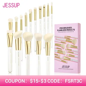 Conjunt de pinzells de maquillatge Jessup, 15pcs, pinzell de maquillatge blanc, corrector de contorn de base, Eines cosmètiques d'ombra d'ulls sintètics de primera qualitat T518
