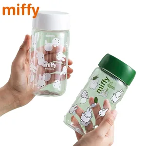 Kawaii Miffy, милая летняя чашка для воды, мультяшный кролик с принтом, простой стиль, прозрачная пластиковая портативная чашка для кофе, подарок для девочки