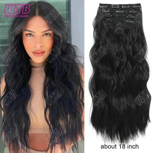 Clip In Hair Extensions Hair Synthetic Hair 12Inch 4 PCS Set Wavy Hair Curly Extension Hairpieces Synthetic Hairpieces for Women's دختران استفاده روزانه