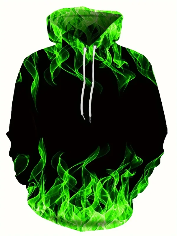 2024 Creative Flame 3D tisk Mikina s kapucí Cool Mikiny Pánské jarní podzimní svetr mikina s kapucí oversized Harajuku Y2k oblečení